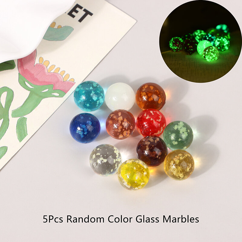 HOT 5Pcs 1.6MM sfera di vetro luminosa marmi di vetro marmi colorati assortiti Glow In The Dark flipper per bambini giochi di marmo