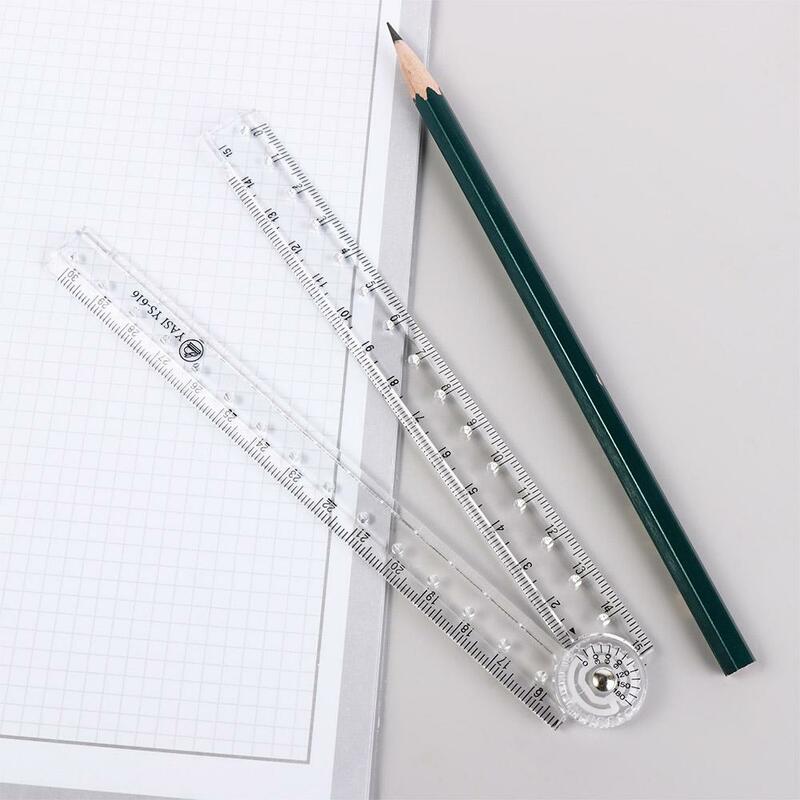 Szkolne materiały papiernicze narzędzia pomiarowe linijka do pomiaru kąta przezroczysta geometria składana linijka linijka miernicza linijka do rysunków projektowania