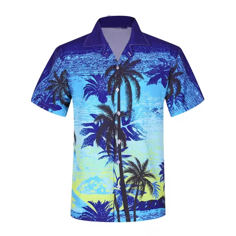 남성용 프린트 라펠 반팔 셔츠, 하와이안 휴가, 여름 캐주얼 통기성 거리 야외 작업, 데일리 2024, 새로운 스타일