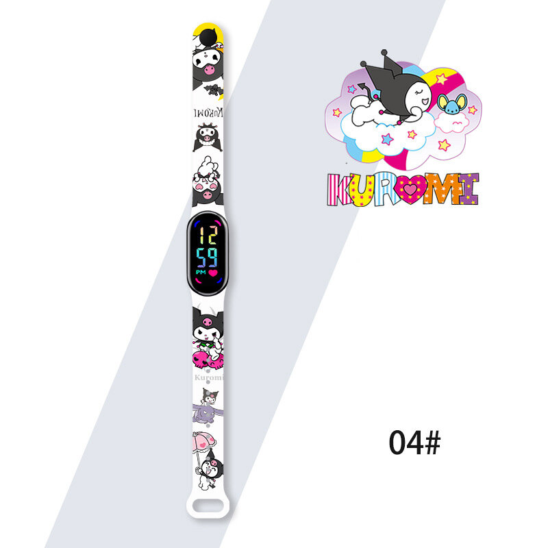 Часы MINISO Kuromi для девочек, детские спортивные водонепроницаемые цифровые часы с сенсорным браслетом, женские часы