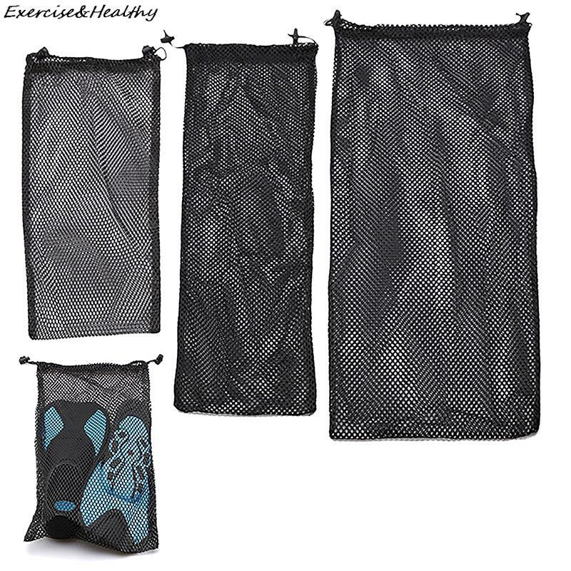 Bolsa de malla de nailon de secado rápido, bolsa con cordón, aletas de esnórquel para buceo al aire libre, dispositivo de calzado, accesorios de organización
