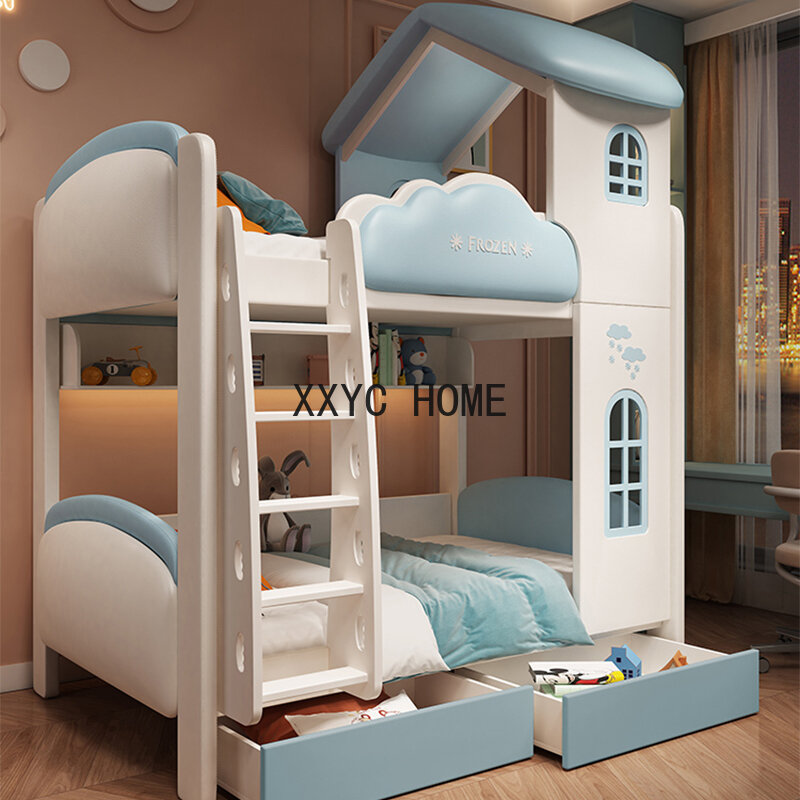 子供のための多機能収納ベッドセット,豪華な二段ベッド,ベッド,王女の家具,bl50cb