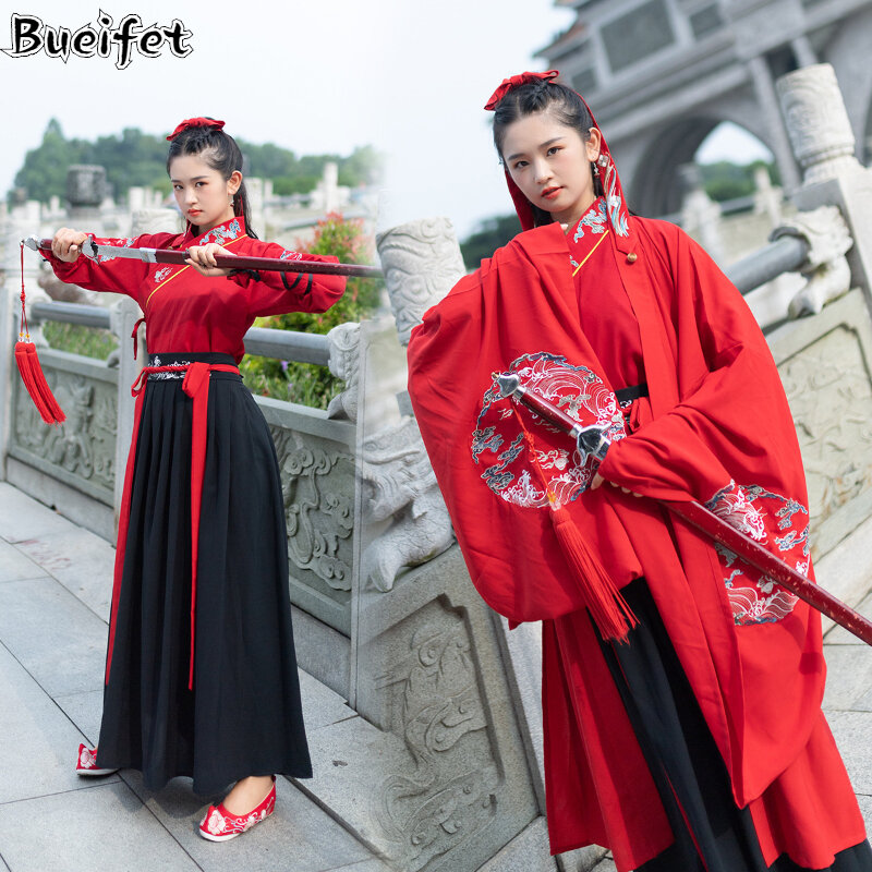 ปัก Hanfu ผู้ชายแบบดั้งเดิมคลาสสิก Swordsman เสื้อผ้า Hanfu ชุด Man Han Dynasty เครื่องแต่งกายคู่ Kimono ชุด Tang