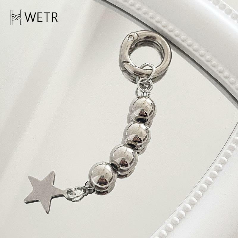 Harajuku Round Beads Star Keychain Bag Charm Pendant For Women Sweet Cool Trend Fashion Vintage Aesthetic Accessories Gift