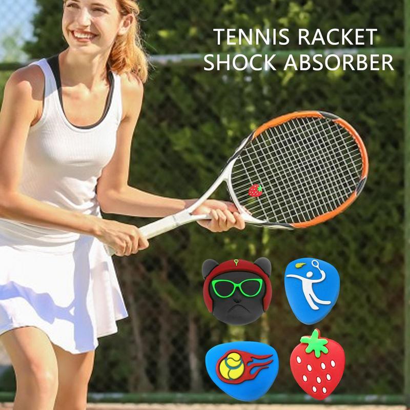 Cute Cartoon Tennis Racket Shock Absorbers, Amortecedores de Vibração, Anti-Vibração, Silicone, Durável, Acessórios Esportivos