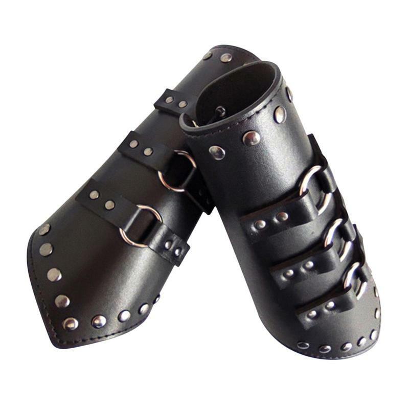 Gauntlet Wristband Adjustable Leather Arm Guards Arm Cuff Leather Gauntlet Wristband Punk Wide Bracer Arm Guards For Men Women