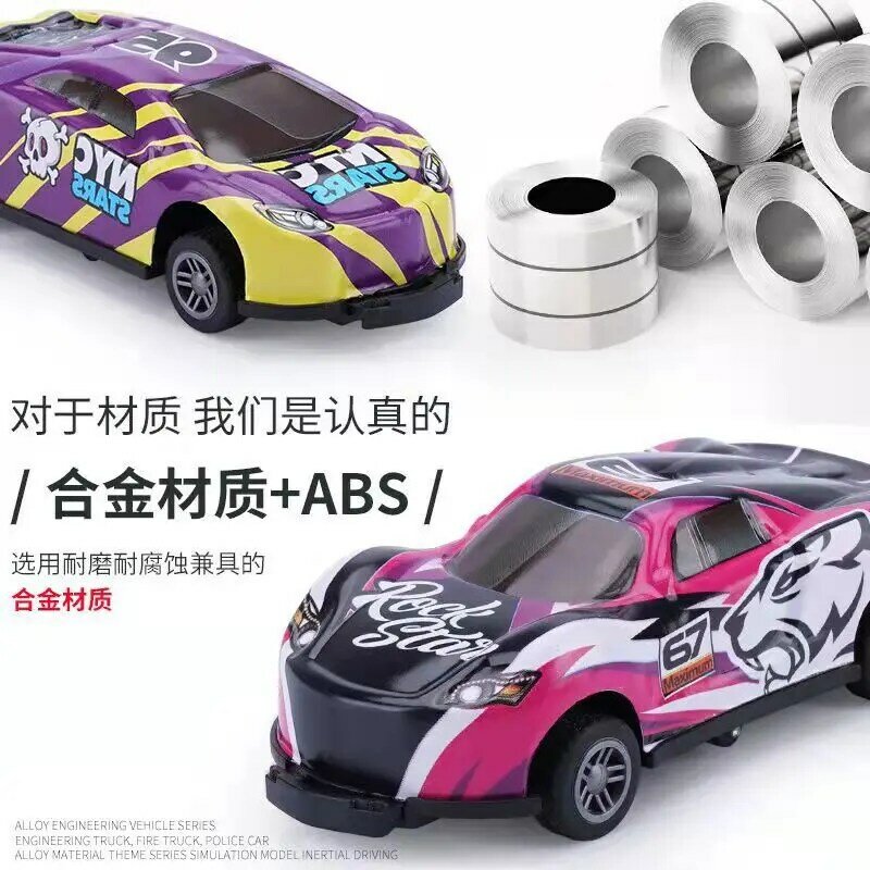 Mainan mobil hadiah anak ulang tahun, mainan mobil kecil model Mini logam paduan tarik spion rotasi 360 °