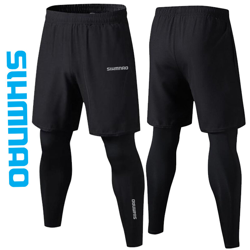 Быстросохнущие рыболовные штаны, мужские леггинсы из двух частей, облегающие Стрейчевые штаны для бега, тренировок на открытом воздухе, фитнеса, велоспорта, 2024
