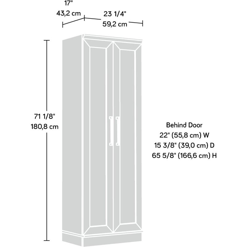 Шкаф для хранения в гостиной комнате, внешний размер, Д: 23,31 x Ш: 17,01 x В: 70,91 дюйма, мягкая отделка белым цветом