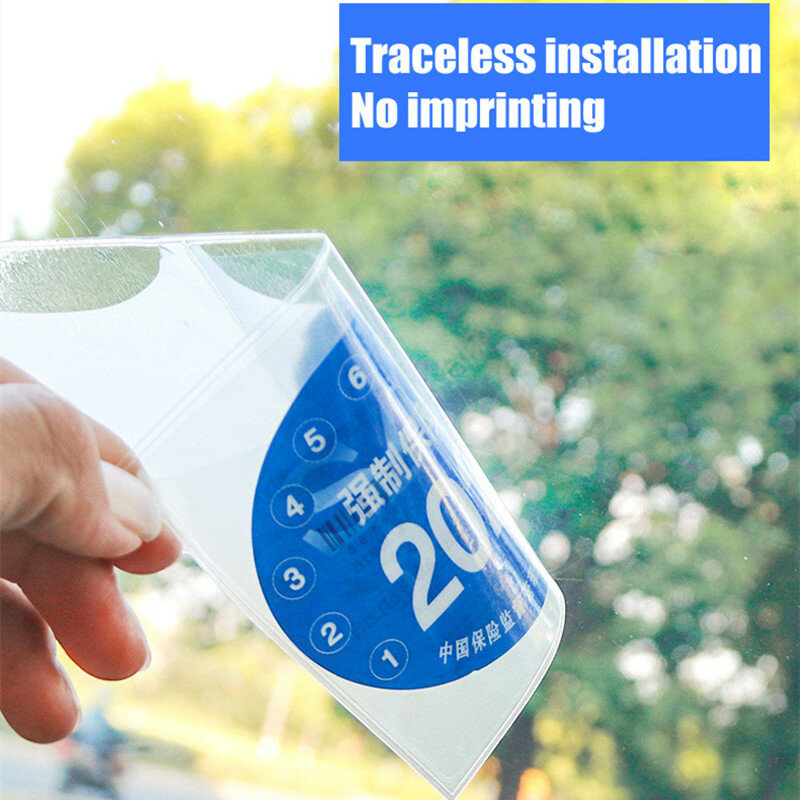 Car Styling Insurance Stickers Tear-free Bag Annual Inspection Compulsory Auto Windshield ESD Auto Sticker Car Tax Disc Holders