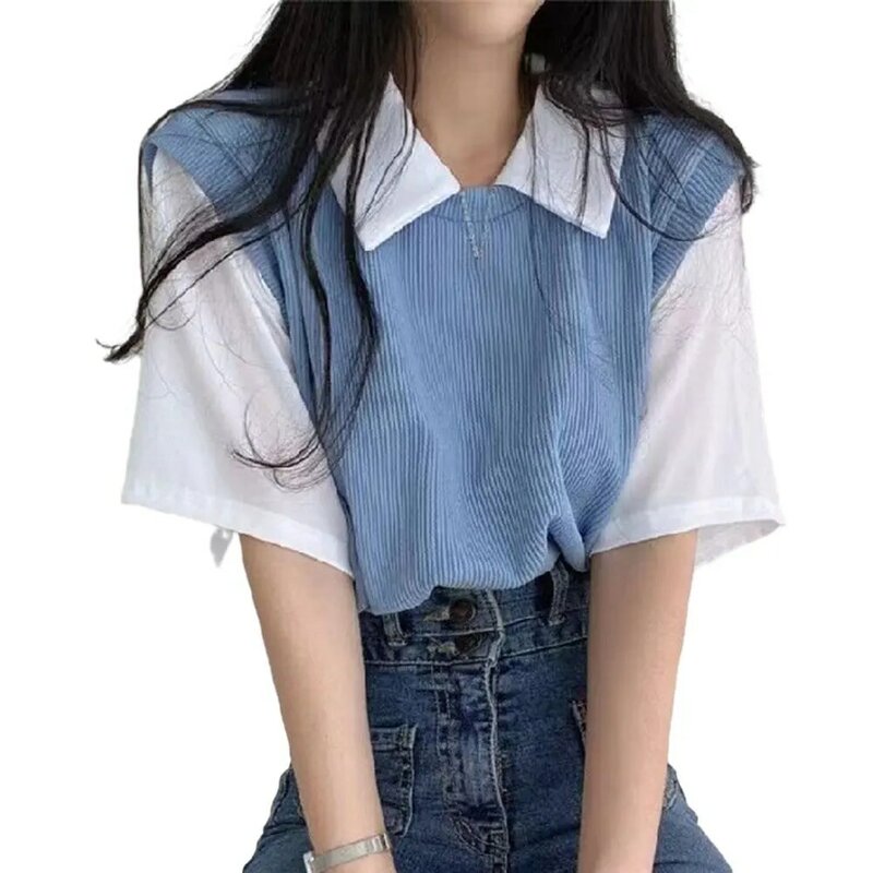 Koszule koszulka damska seksowne Retro wiosenne letnie studenckie obroże Vintage casualowe codzienne modne nadruki