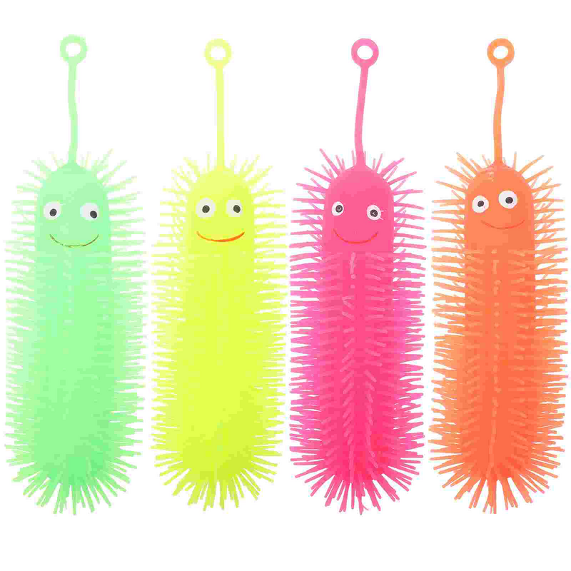 4 PCS to Stretch Caterpillar Toy Toddler Children’s Toys Novelty Stress Rubber Hairy