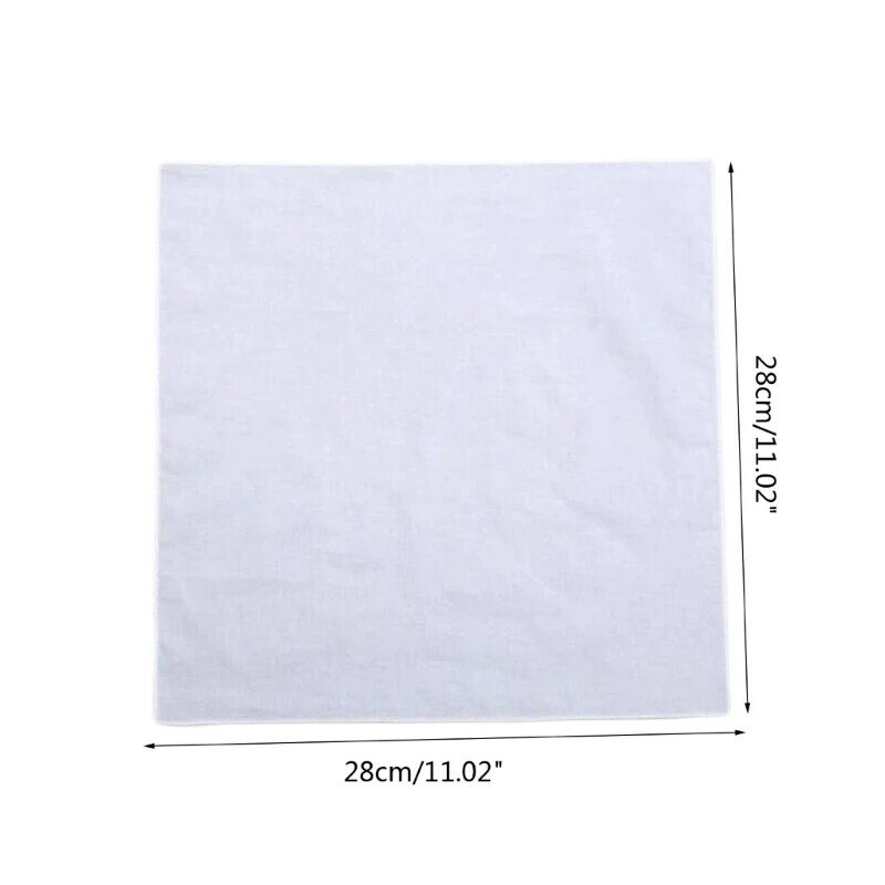 Lightweight White Handkerchiefs Cotton Square Super Soft Washable Chest Towel