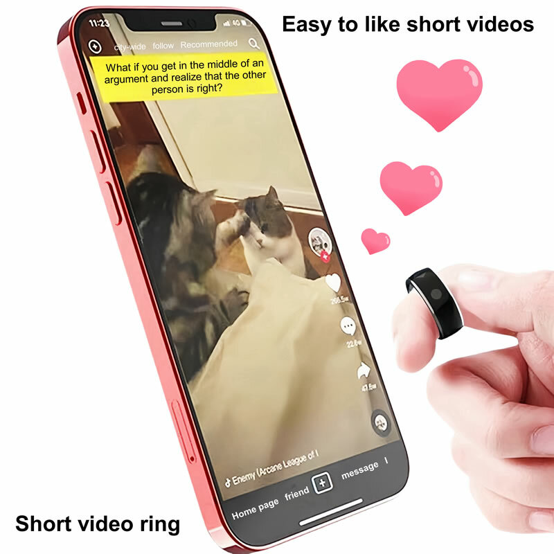 Controle Remoto Smart Ring, Black Technology Photo, Vídeo Curto, Raspador de tela móvel