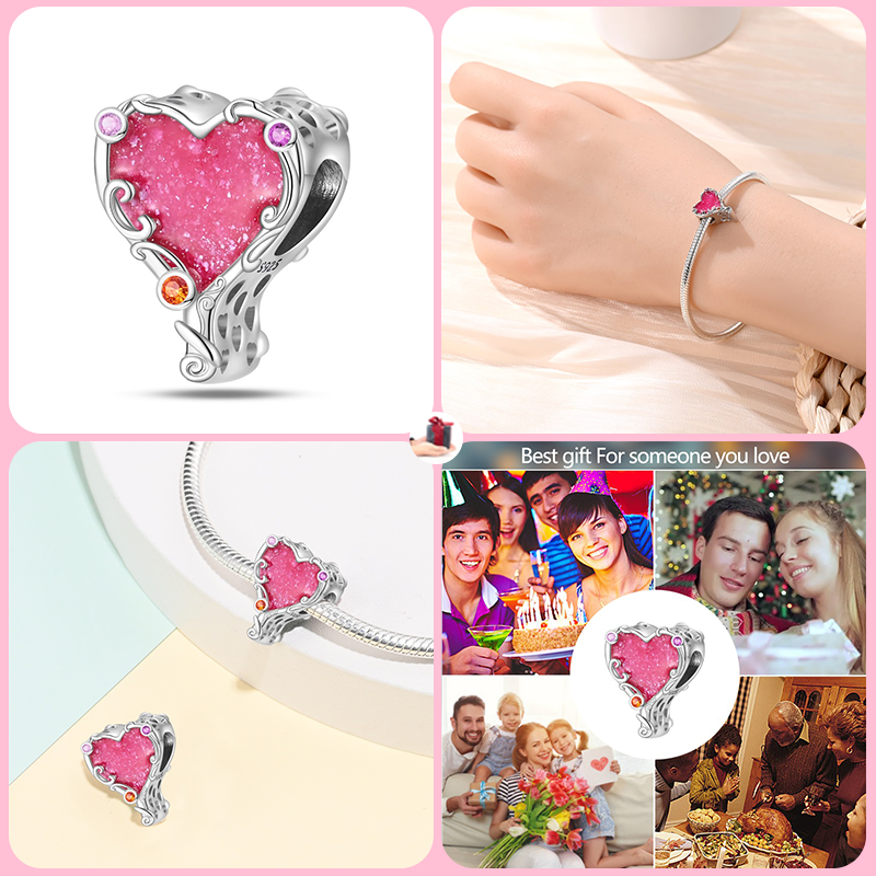 2024 модные тапочки из стерлингового серебра 925 пробы с кристаллами серия розовых девушек шармы бусины подходят для Pandora оригинальный браслет DIY подарок