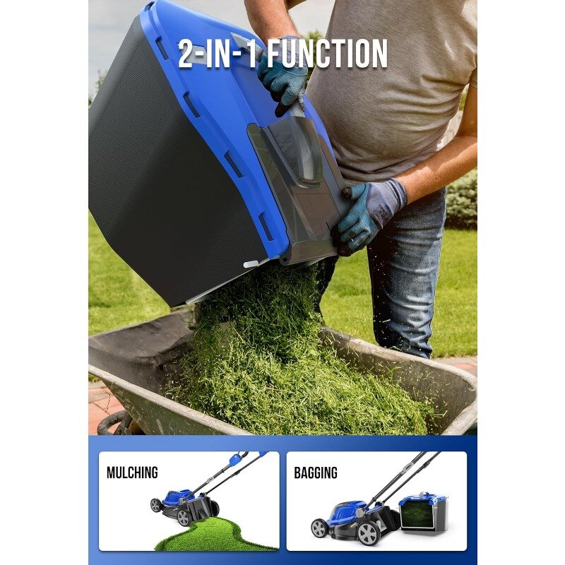 Pemotong rumput elektrik, pemotong rumput elektrik 18 V tanpa kabel, 5 pengaturan tinggi pemotongan