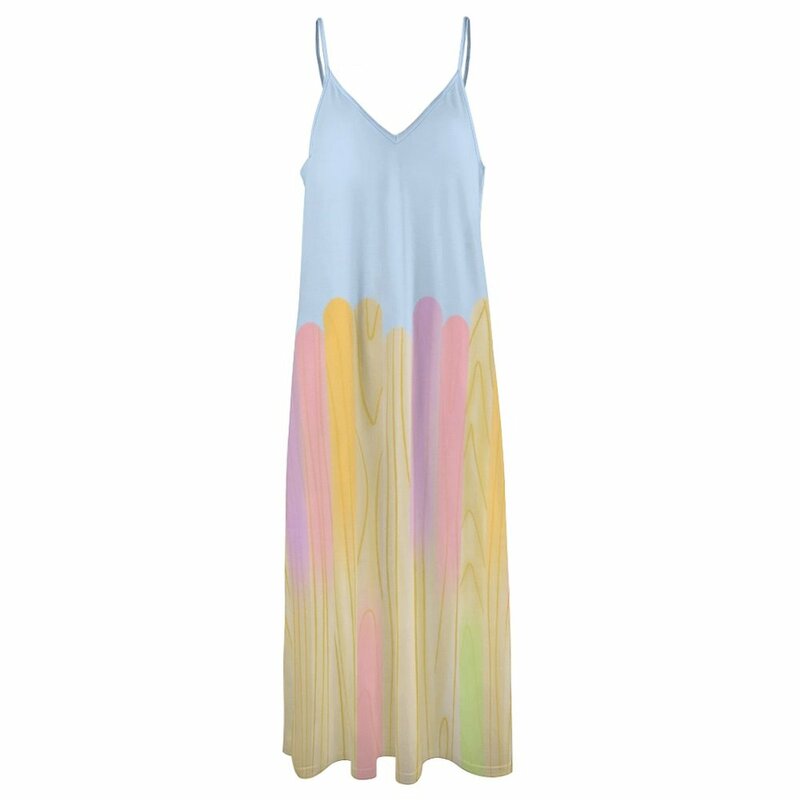 여성용 팝시클 스틱 벽 민소매 원피스 원피스, 2024 여름 드레스