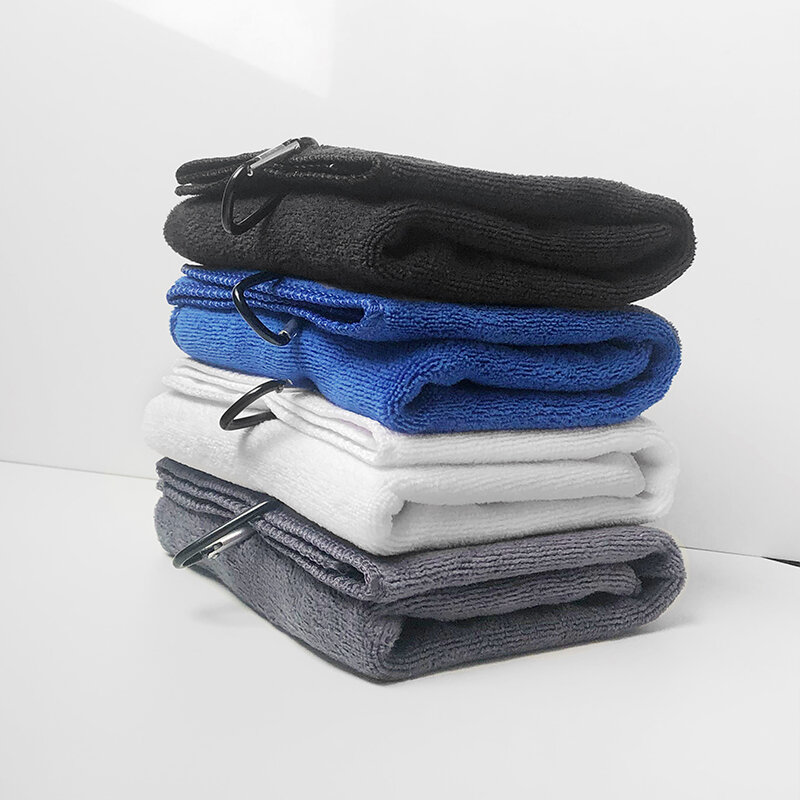 Asciugamano da Golf Tri-fold Premium tessuto in microfibra Heavy Duty moschettone Clip quattro opzioni di colore regalo per uomini e donne