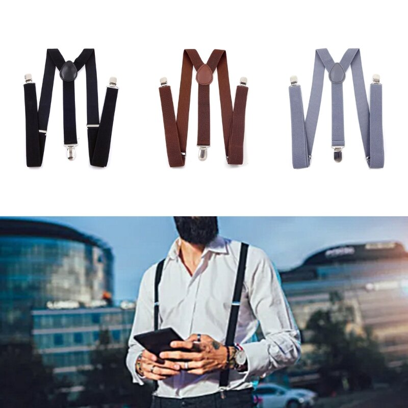 ผู้ใหญ่ Unisex Clip-On Suspenders ยืดหยุ่น Y รูปร่างปรับ Suspenders ผู้ใหญ่
