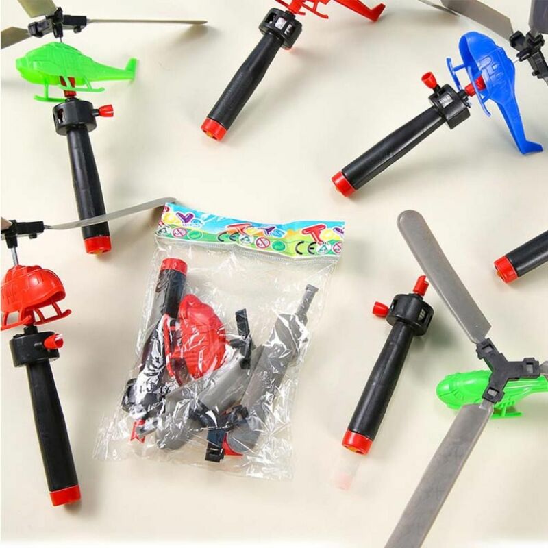 with Handle Cable Pull Line Helicopter Toys Take-off Toy Draw Rope Drawstring Helicopter Toy Fun Mini Kids Outdoor Toy