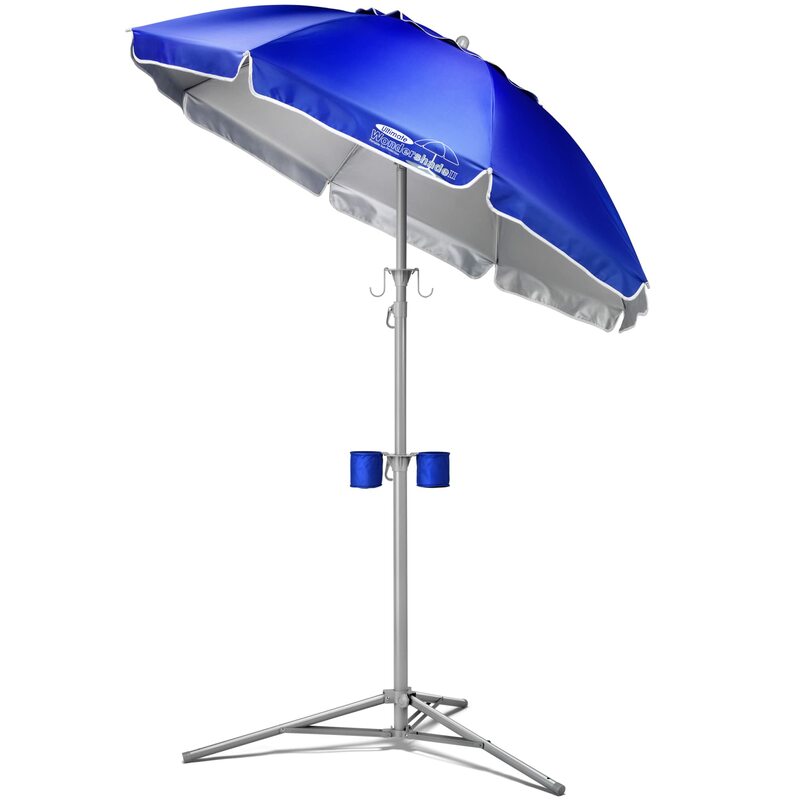 Sombrilla portátil ligera y ajustable, protección solar instantánea UPF 50 +, azul, 5'