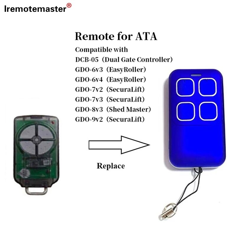 For ATA PTX5 433.92MHz Rolling Code TrioCode GDO GDO 11v1/6v3/6v4/7v2/7v3/8v3/9v2/9v3 Garage Door Remote Control Gate Openers