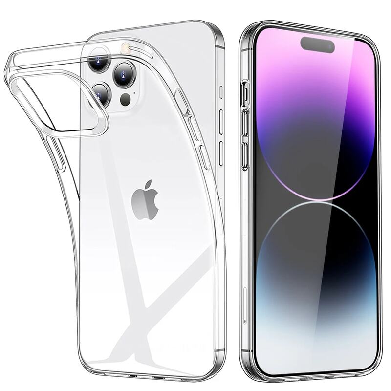 Casing ponsel transparan, pelindung belakang iPhone 15 11 12 13 14 Pro Max silikon lembut untuk iPhone X XS Max XR 8 7 Plus