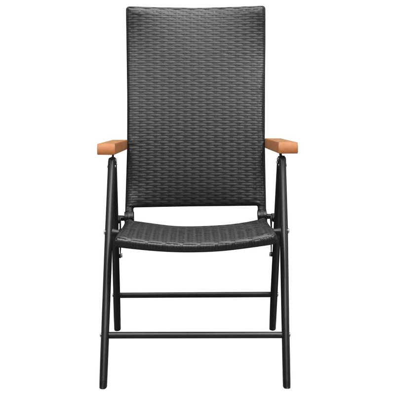 พับเก้าอี้สวน4,โพลีหวายกลางแจ้งเก้าอี้,เฟอร์นิเจอร์ Patio สีดำ55X64X105ซม.
