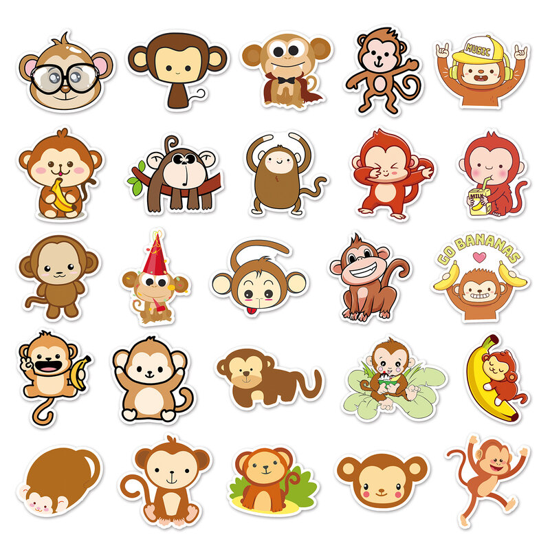 50Pcs Cartoon Monkey Series Graffiti Stickers Suitable for Laptop Helmets Desktop Decoration DIY Stickers Toys Wholesale