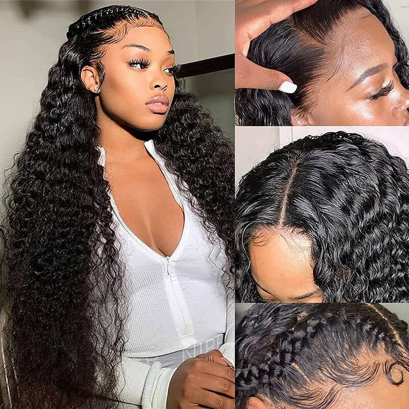 13x6 HD Deep Wave Lace Frontal Human Hair Wigs For Women Glueless PrePlucked 13x4 Deep Curly Lace Front Wig With Baby Hair