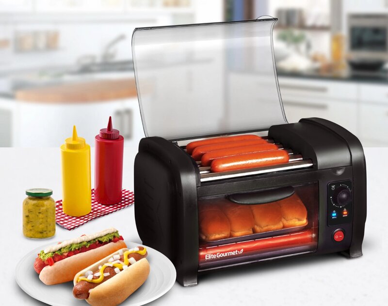 EHD-051B New Cuisine Hot Dog Roller e tostapane forno, nero