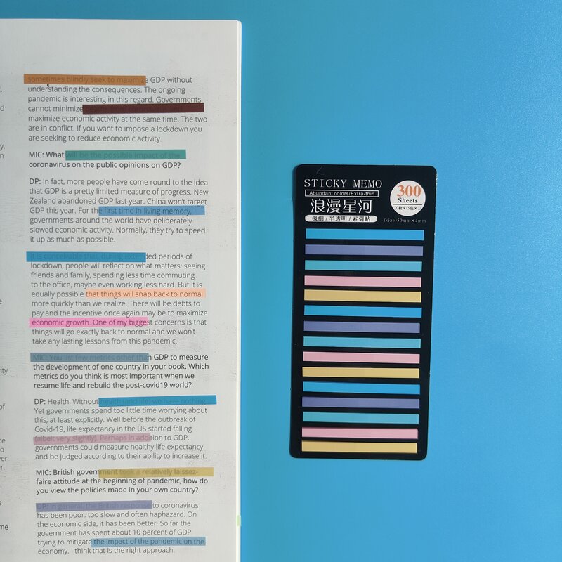 Transparente PET impermeável Sticky Note Pads, Notepads Posits para Papelaria Escolar, Material de escritório, 300 Folhas