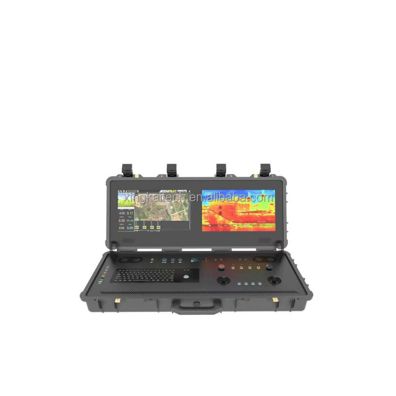 Highlight Dual Touch Screen Display Unmanned Systems FPV Ground Control Station with Rugged Ground Computer Data Link for UAV