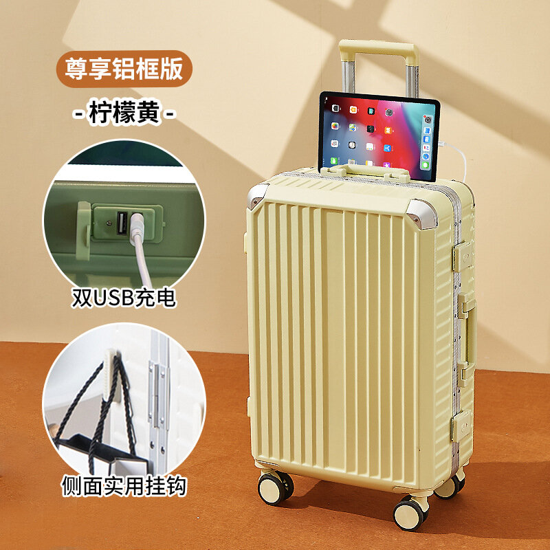 KLQDZMS 20"22"24"26"28 Inch New Suitcase Large Capacity Aluminum Frame Trolley Case Durable Boarding Box Rolling Luggage
