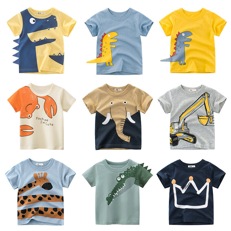 T-shirt en coton pour enfant, vêtement pour garçon et fille, motif dessin animé