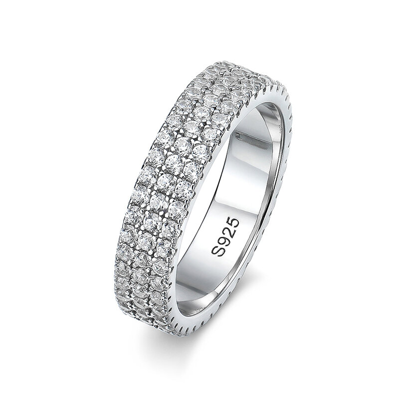แหวนเพชรโมอิส100% S925สีเงินสเตอร์ลิงสีขาวทองวงแหวนแต่งงานสำหรับผู้หญิงของขวัญเครื่องประดับ