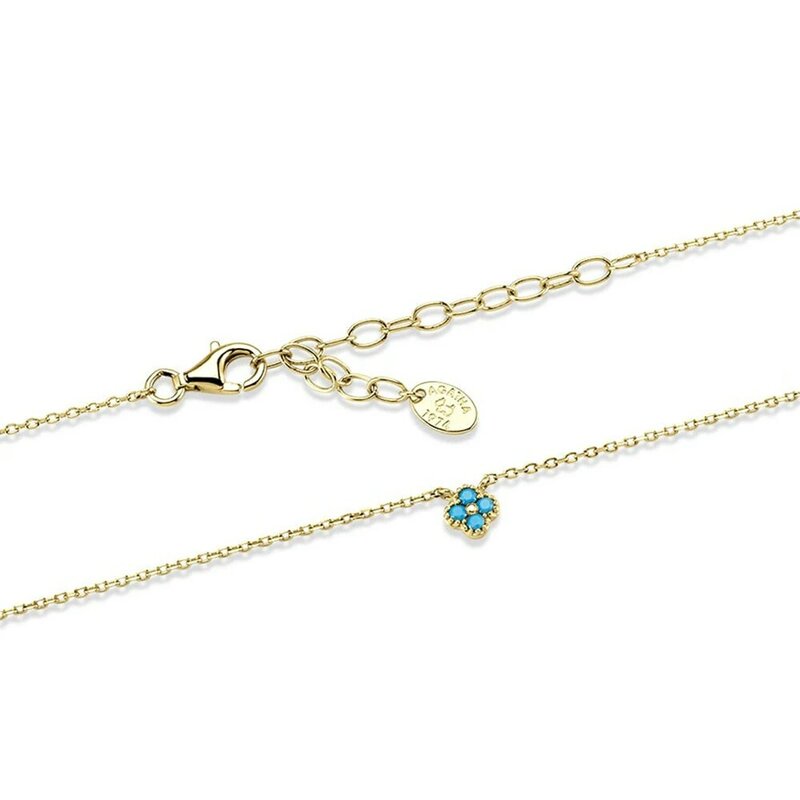 AIDE 925 Sterling Silver turchese fiore Fine Jewelry Set orecchini a bottone ciondolo collane catena per le donne regali Collares Choker