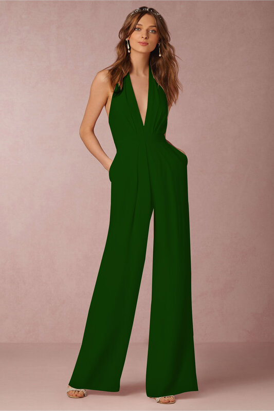 024 Spring official professional casual jumpsuit Sexy sleeveless halter jumpsuit