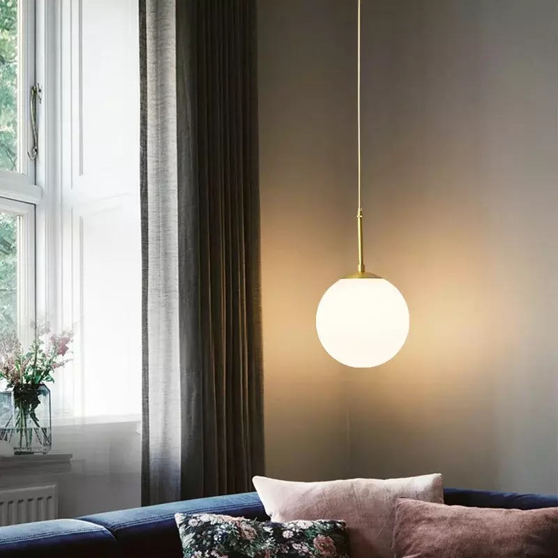 Подвесная лампа в виде стеклянного шара, Скандинавская люстра, комнатное украшение для дома, столовой, ресторана, бара, стола, Подвесная лампа