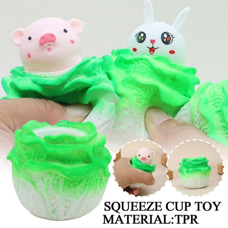 Cavolo coniglio e maiale tazza spremere giocattoli simpatico cartone animato Antistress giocattoli Antistress regali pizzicamento bambini giocattolo per bambini sensoriale F2D2