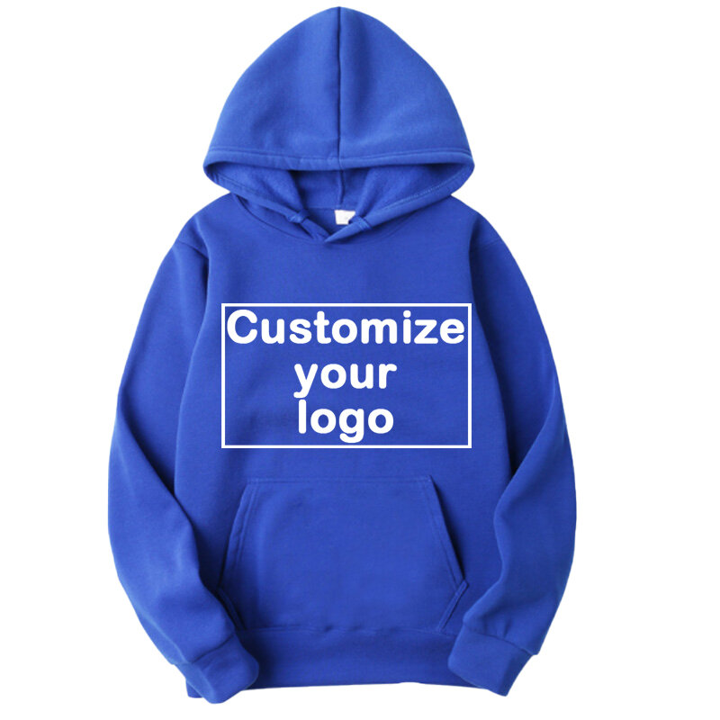 Customize Your Logo Men's Hoodie Fashion Casual Long sleeved Solid Color Sports Shirt Pullover Hoodie