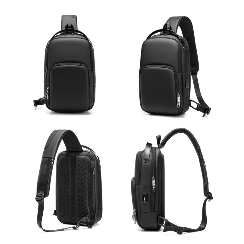 Bolso de hombro multifunción para hombre, bolsa de pecho cruzada impermeable, bolso cruzado de viaje con USB, paquete de mensajero informal para hombre