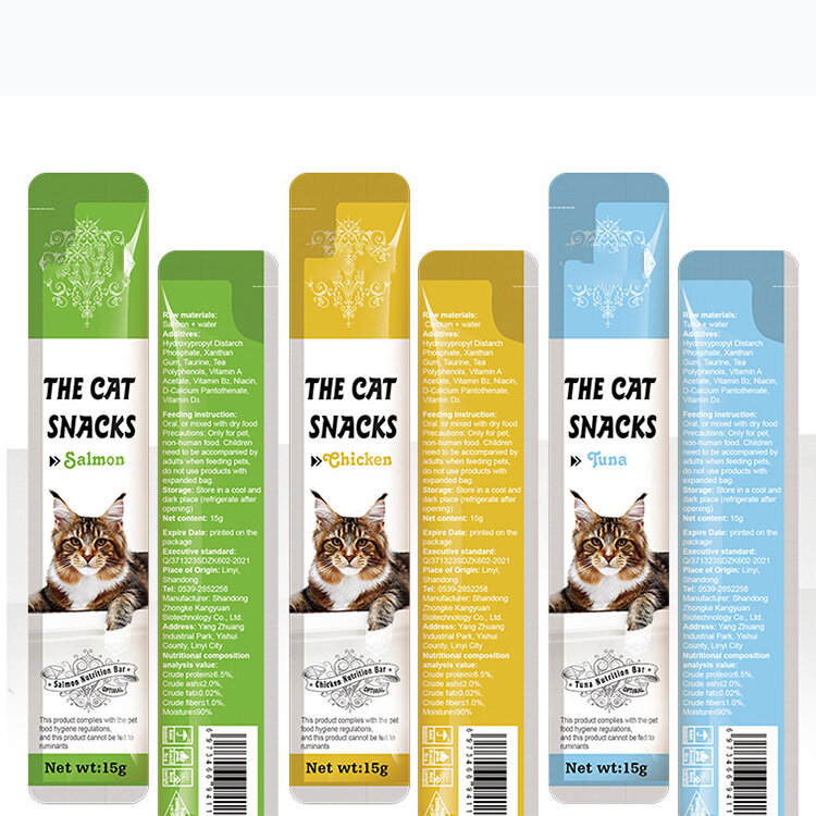 ODM OEM factory outlet chicken tuna salmon can cat strips treats snacks cans wet cats food