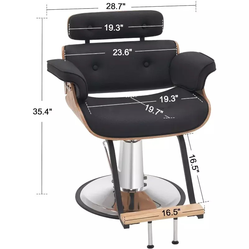 Bend Wooden Salon Chair Hydraulic Barber Chair Hair Cutting Beauty Spa Styling Equipment