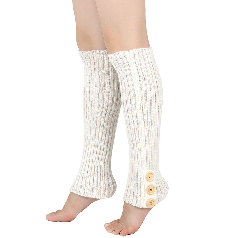 1 пара зимние женские теплые вязаные однотонные гетры до колена вязаные носки манжеты для сапог шерстяные гетры с 3 пуговицами