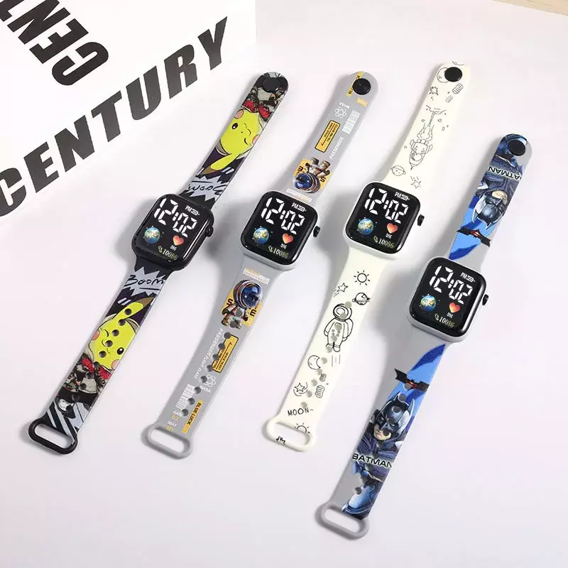 New Printed Cartoon Children's Electronic Watch Fashion Button Kids Led Digital Watch Outdoor Student Square Personality Clock