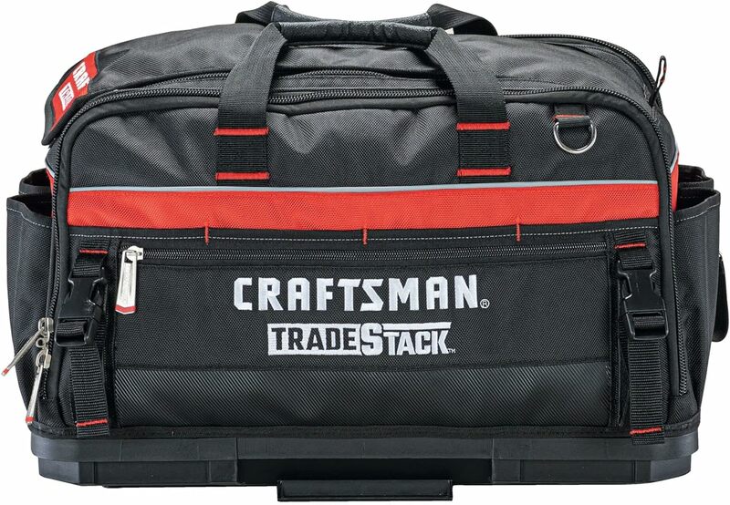 LosFTSMAN-Sac à outils TRADESTACK, 22.5 pouces, en polyester durable, noir et rouge (CMST21450)