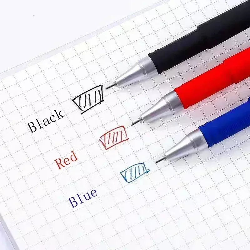Ensemble de stylos gel rechargeables, noir, bleu, rouge, pointe conique, fournitures scolaires et de bureau, accessoires Kawaii, papeterie, 0.5mm
