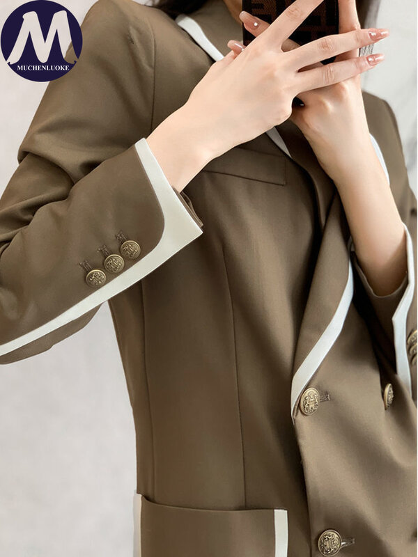 Женский блейзер весна-осень, новый элегантный блейзер с рукавом три четверти, корейская мода, повседневный свободный женский офисный Блейзер, пальто