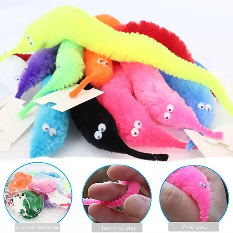 20 colori Fuzzy Worm Magic puntelli per bambini bambini principianti Wiggly Twisty Worm con stringa invisibile bomboniere Trick Toys